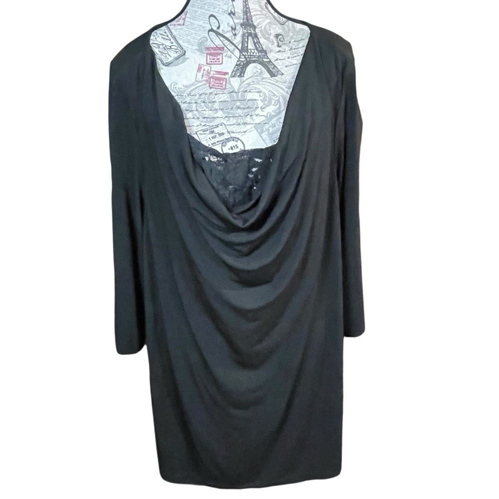 Black Draped 3/4 Sleeve Blouse